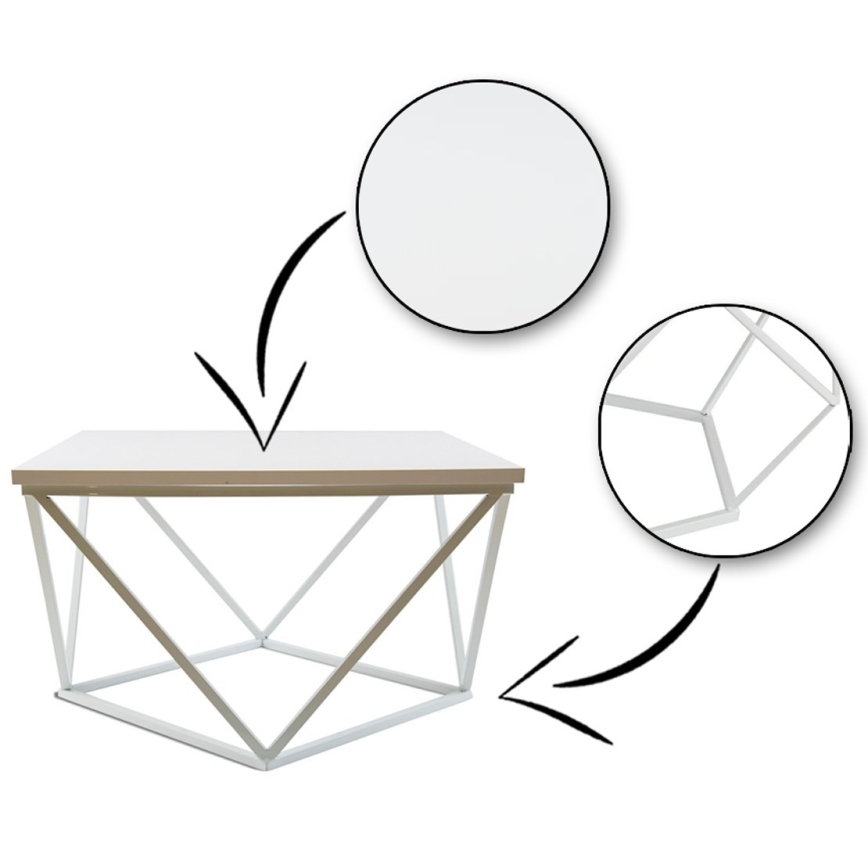 Konferenční stolek CURVED 60x60 cm bílá