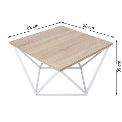 Konferenční stolek CURVED 62x62 cm bílá/hnědá