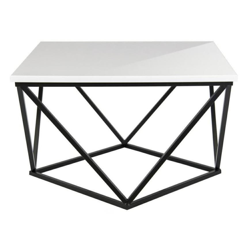 Konferenční stolek CURVED 62x62 cm černá/bílá