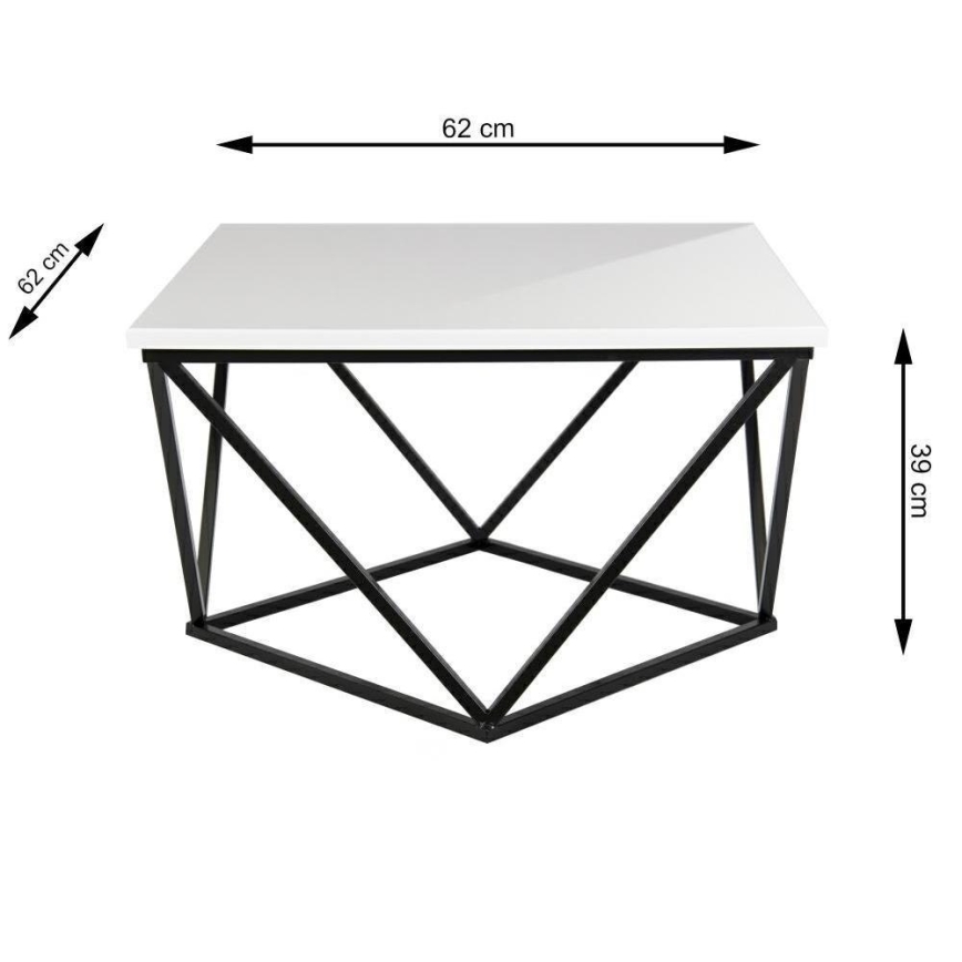 Konferenční stolek CURVED 62x62 cm černá/bílá