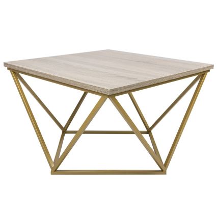 Konferenční stolek CURVED 62x62 cm zlatá/hnědá