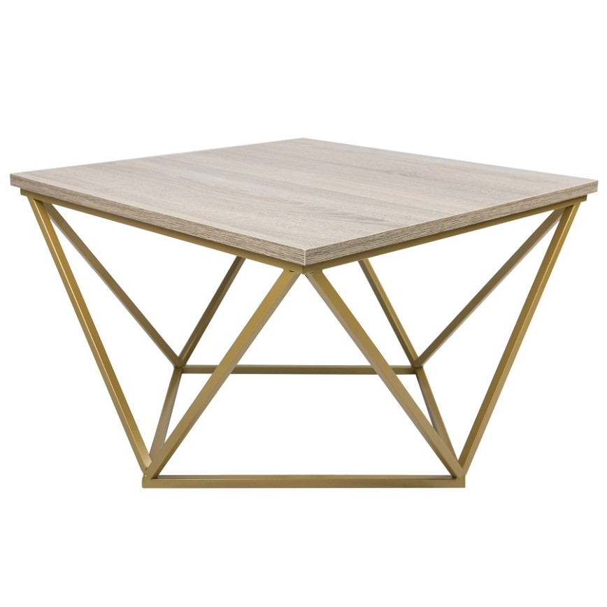 Konferenční stolek CURVED 62x62 cm zlatá/hnědá
