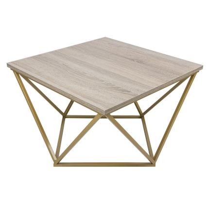 Konferenční stolek CURVED 62x62 cm zlatá/hnědá