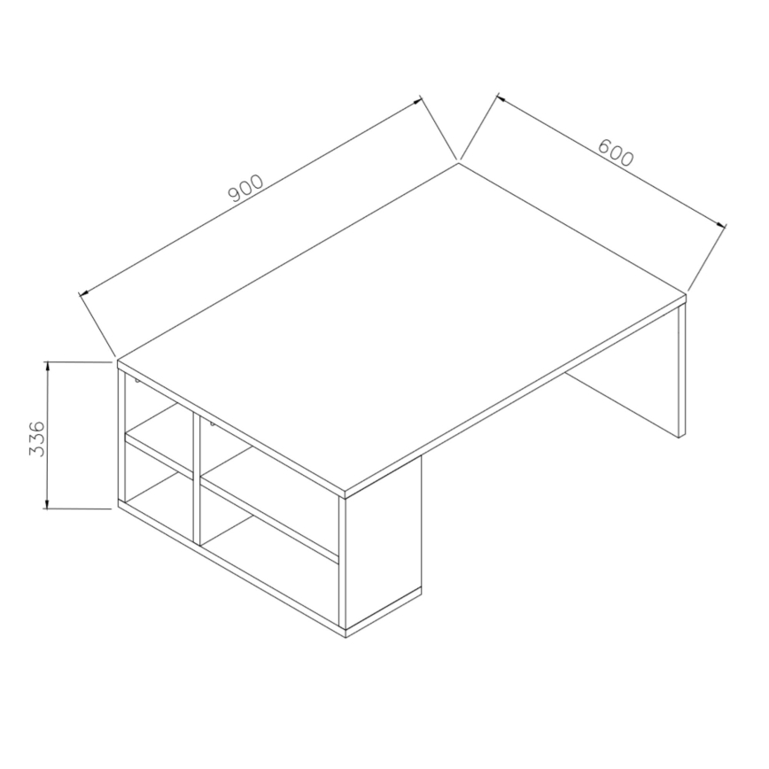 Konferenční stolek DEFNE 34x90 cm bílá/hnědá