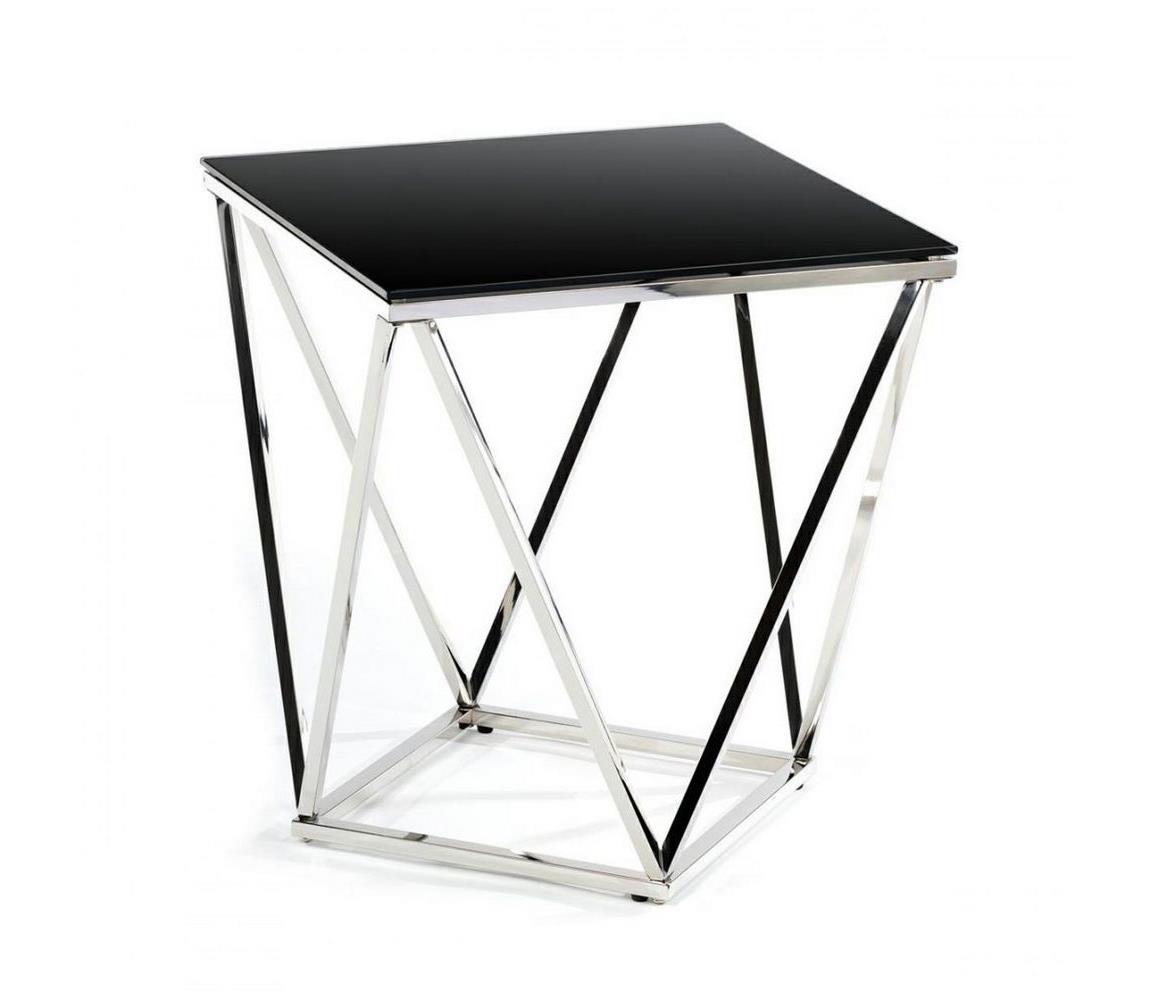 HowHomely Konferenční stolek DIAMANTA 50x50 cm chrom/černá DD0158