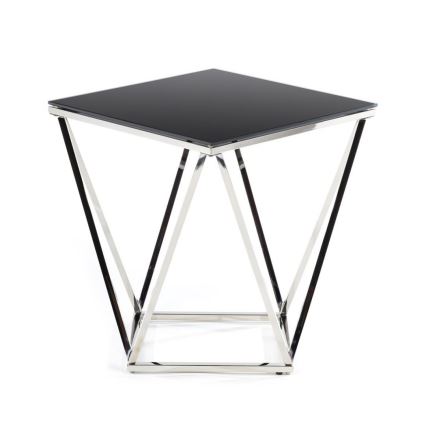 Konferenční stolek DIAMANTA 50x50 cm lesklý chrom/černá