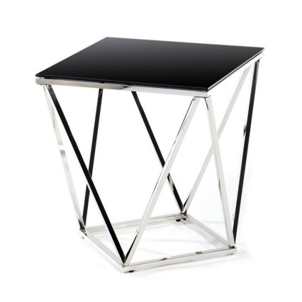 Konferenční stolek DIAMANTA 50x50 cm lesklý chrom/černá
