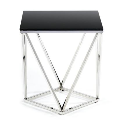 Konferenční stolek DIAMANTA 50x50 cm lesklý chrom/černá