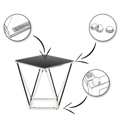 Konferenční stolek DIAMANTA 50x50 cm chrom/černá