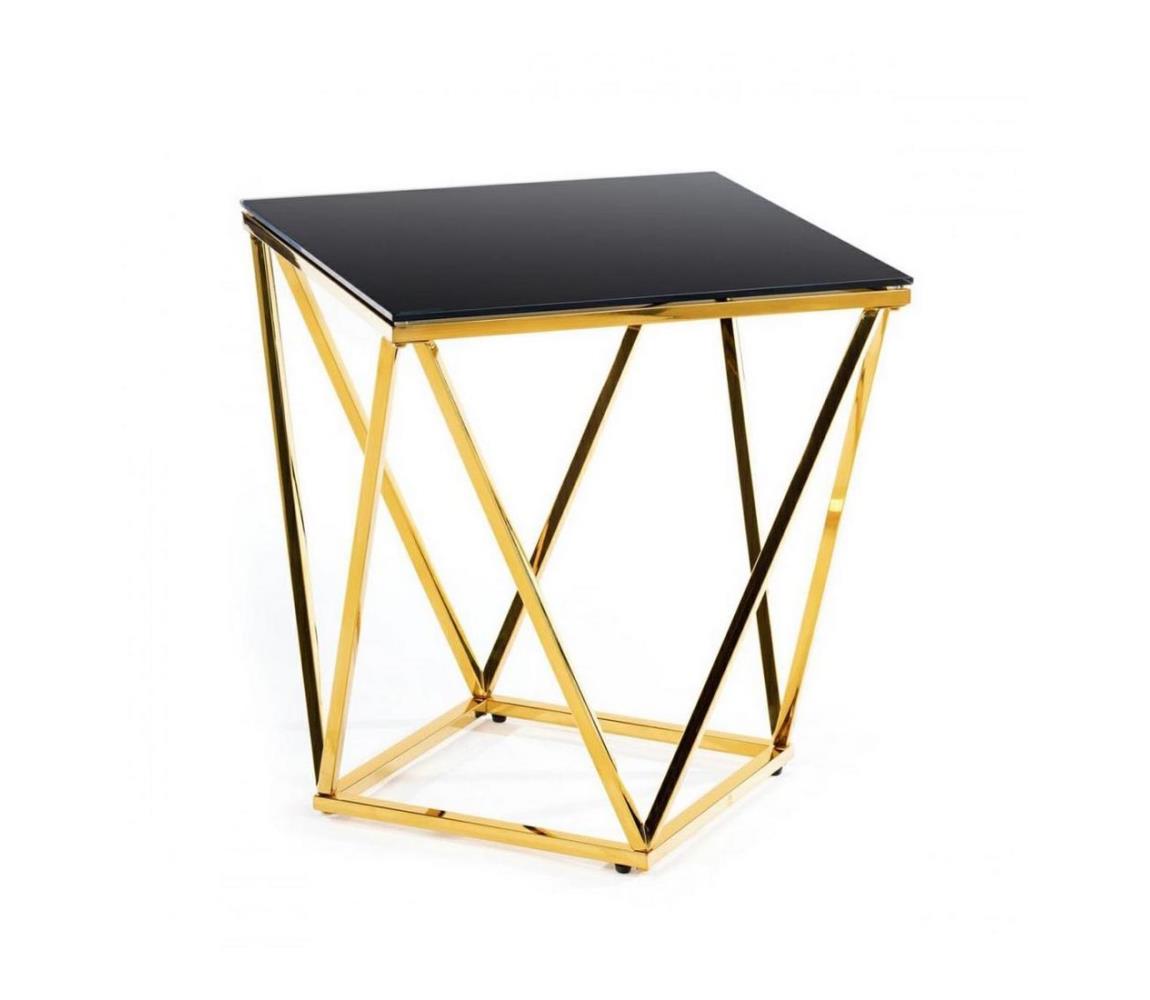  HowHomely Konferenční stolek DIAMANTA 50x50 cm zlatá/černá DD0123