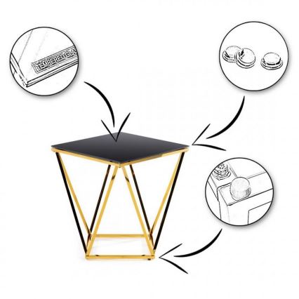 Konferenční stolek DIAMANTA 50x50 cm zlatá/černá