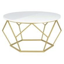 Konferenční stolek DIAMOND 40x70 cm mosaz/bílá