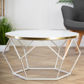 Konferenční stolek DIAMOND 40x70 cm zlatá/bílá