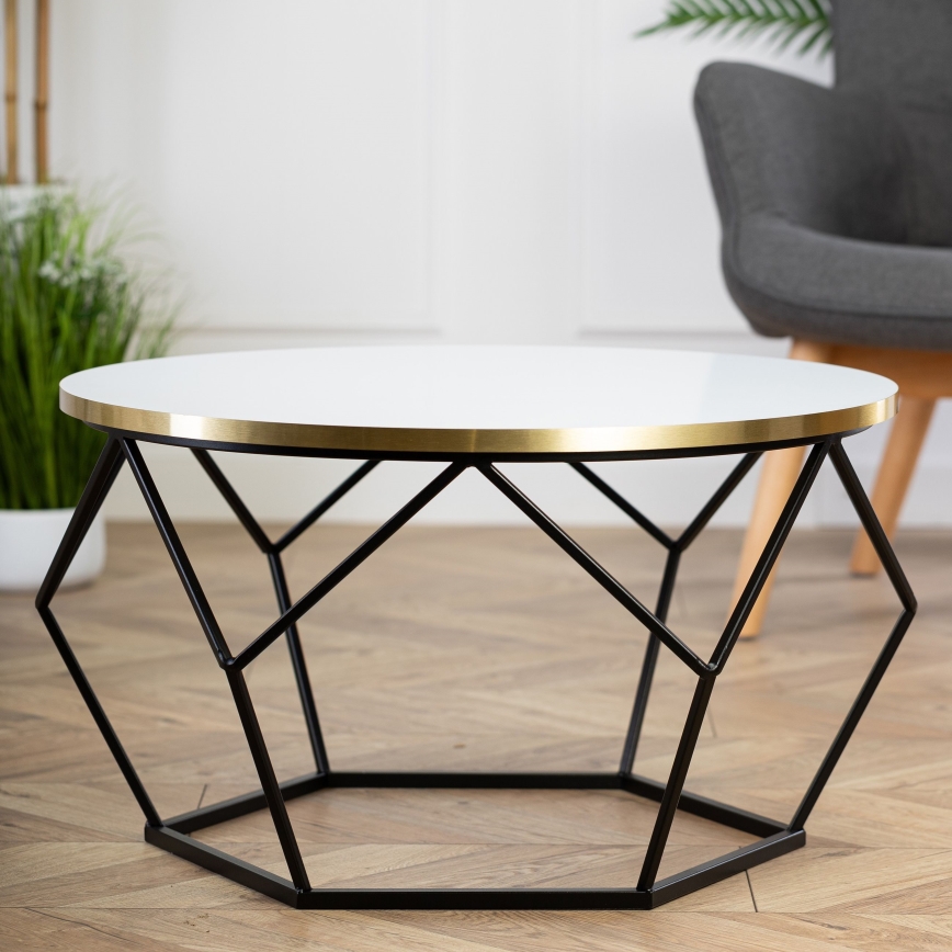 Konferenční stolek DIAMOND 40x70 cm zlatá/černá/bílá
