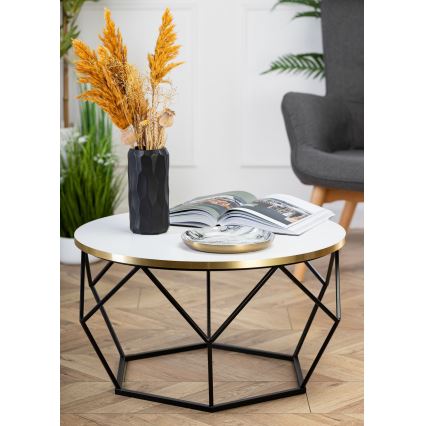 Konferenční stolek DIAMOND 40x70 cm zlatá/černá/bílá