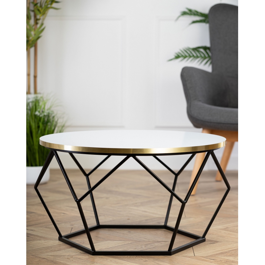 Konferenční stolek DIAMOND 40x70 cm zlatá/černá/bílá