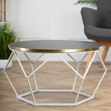 Konferenční stolek DIAMOND 40x70 cm zlatá/černá/bílá