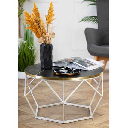 Konferenční stolek DIAMOND 40x70 cm zlatá/černá/bílá