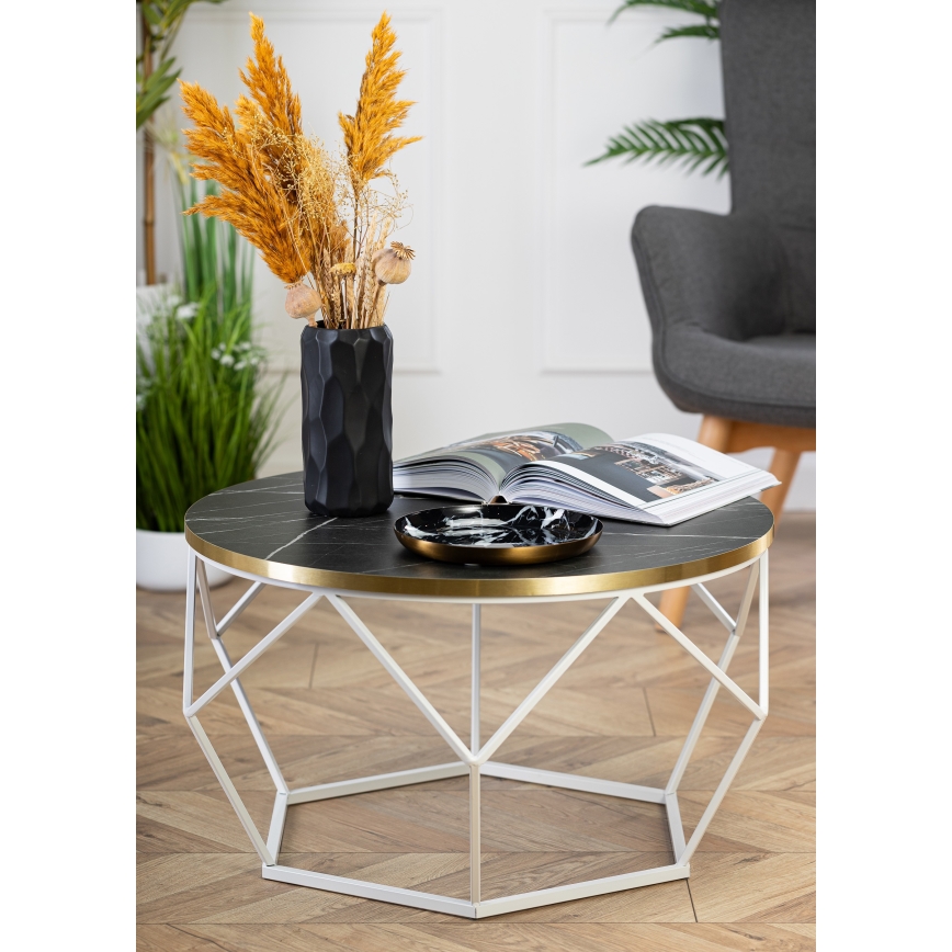 Konferenční stolek DIAMOND 40x70 cm zlatá/černá/bílá