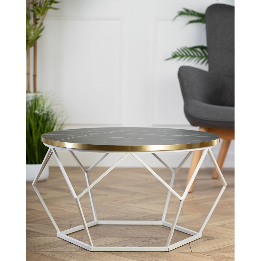 Konferenční stolek DIAMOND 40x70 cm zlatá/černá/bílá