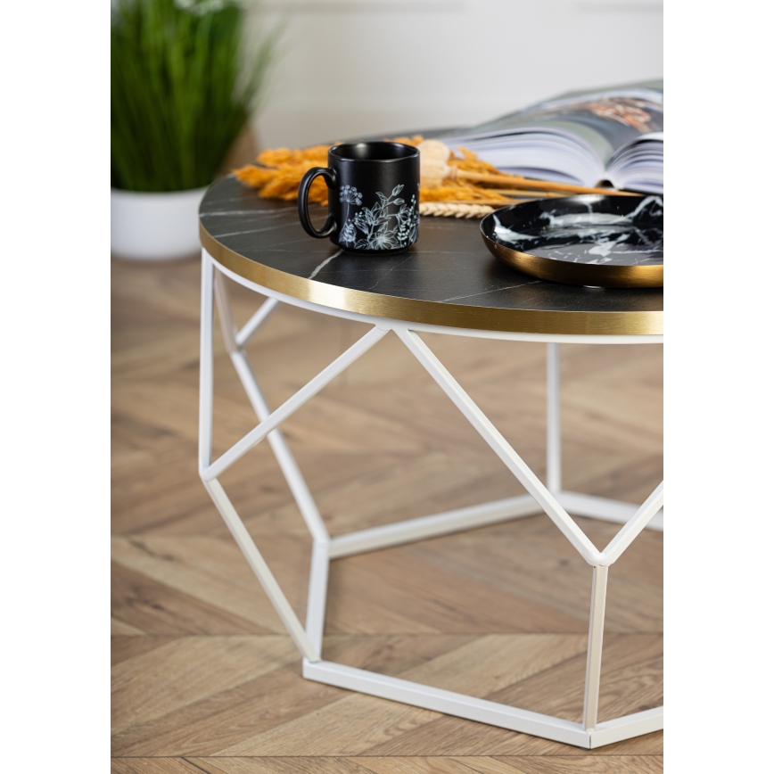 Konferenční stolek DIAMOND 40x70 cm zlatá/černá/bílá