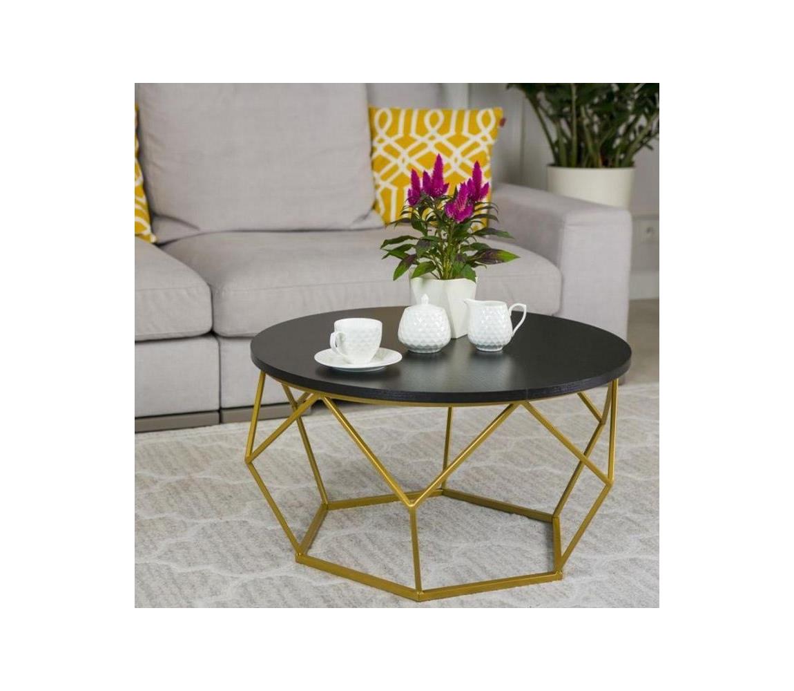  HowHomely Konferenční stolek DIAMOND 40x70 cm zlatá/černá DD0011