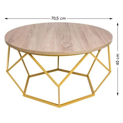 Konferenční stolek DIAMOND 40x70 cm zlatá/hnědá