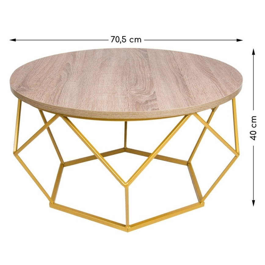 Konferenční stolek DIAMOND 40x70 cm zlatá/hnědá