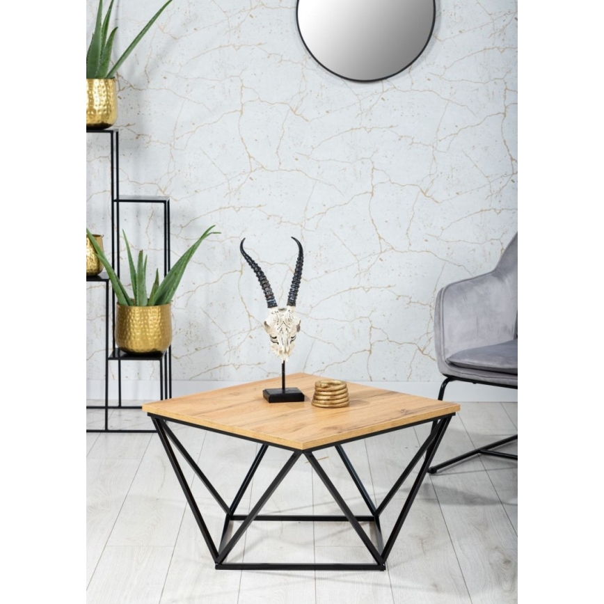 Konferenční stolek DIAMOND 60x60 cm černá/hnědá