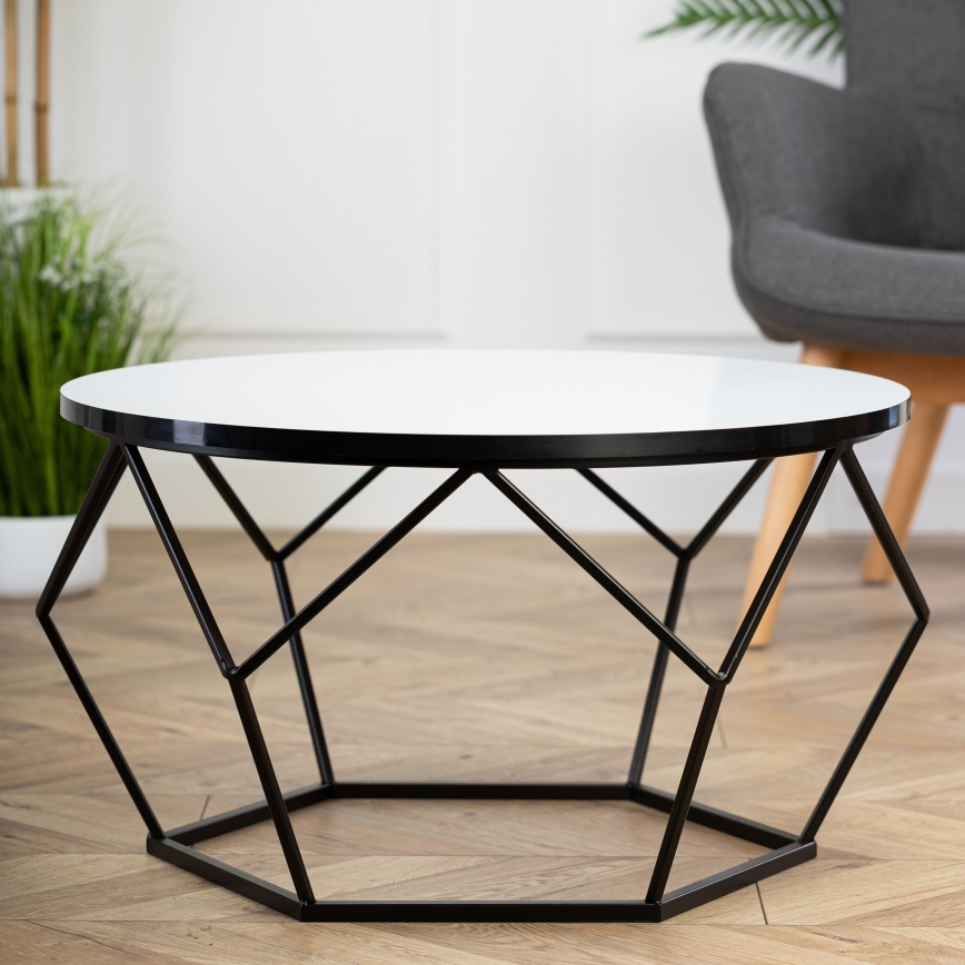 Konferenční stolek DIAMOND 70 cm bílá/černá