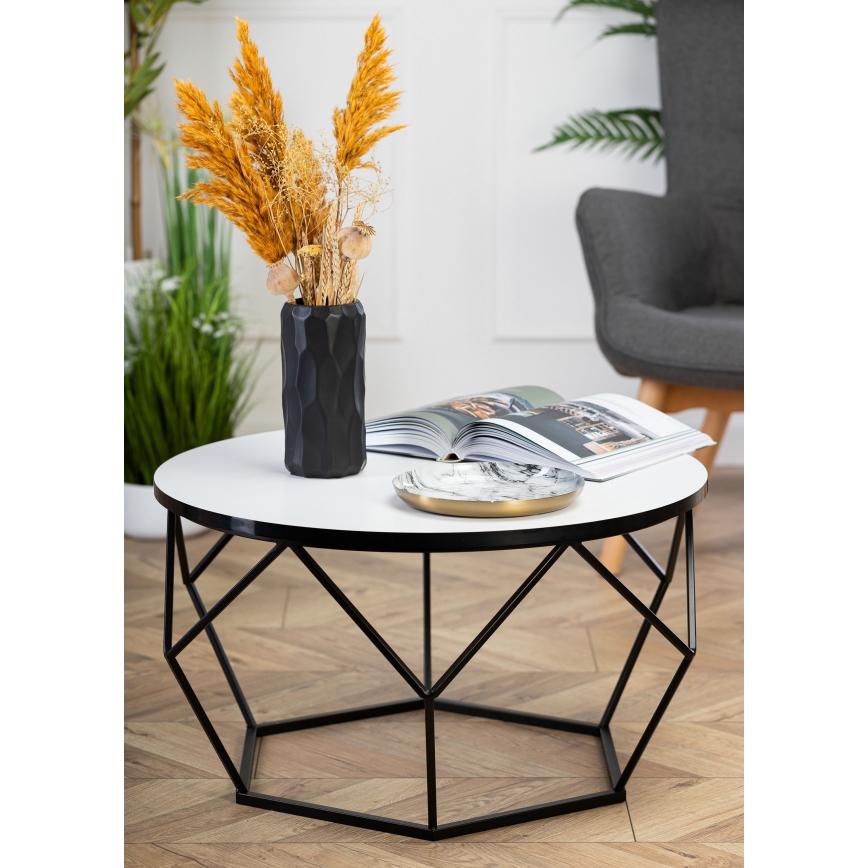 Konferenční stolek DIAMOND 70 cm bílá/černá