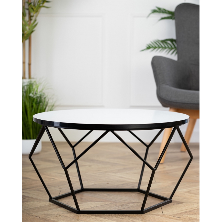 Konferenční stolek DIAMOND 70 cm bílá/černá