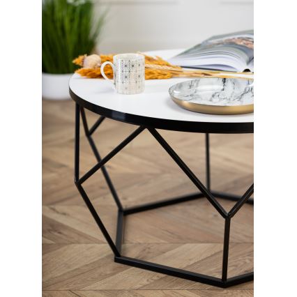 Konferenční stolek DIAMOND 70 cm bílá/černá