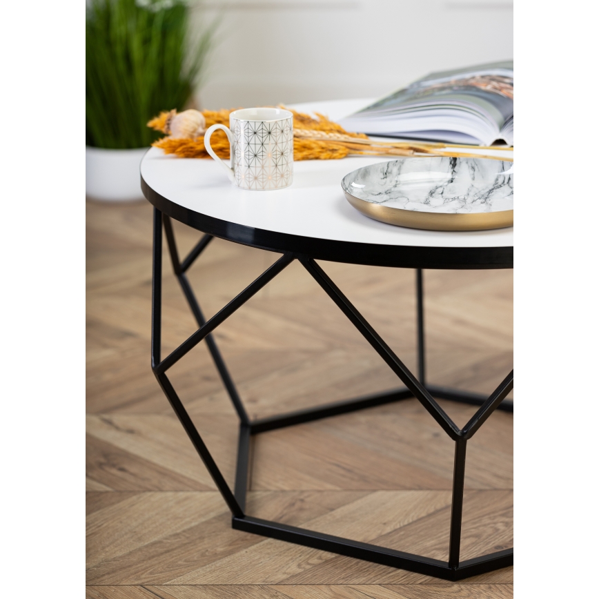 Konferenční stolek DIAMOND 70 cm bílá/černá