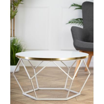 Konferenční stolek DIAMOND 70 cm zlatá/bílá