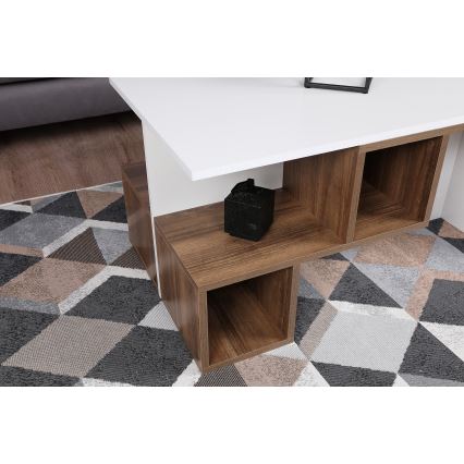 Konferenční stolek DILAY 100x60 cm hnědá/bílá