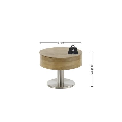 Konferenční stolek ELEMENT se zvedací deskou pr. 60 cm dub/stříbrná
