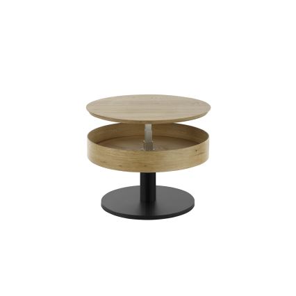 Konferenční stolek ELEMENT se zvedací deskou pr. 75 cm dub/černá