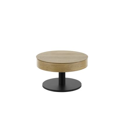 Konferenční stolek ELEMENT se zvedací deskou pr. 75 cm dub/černá