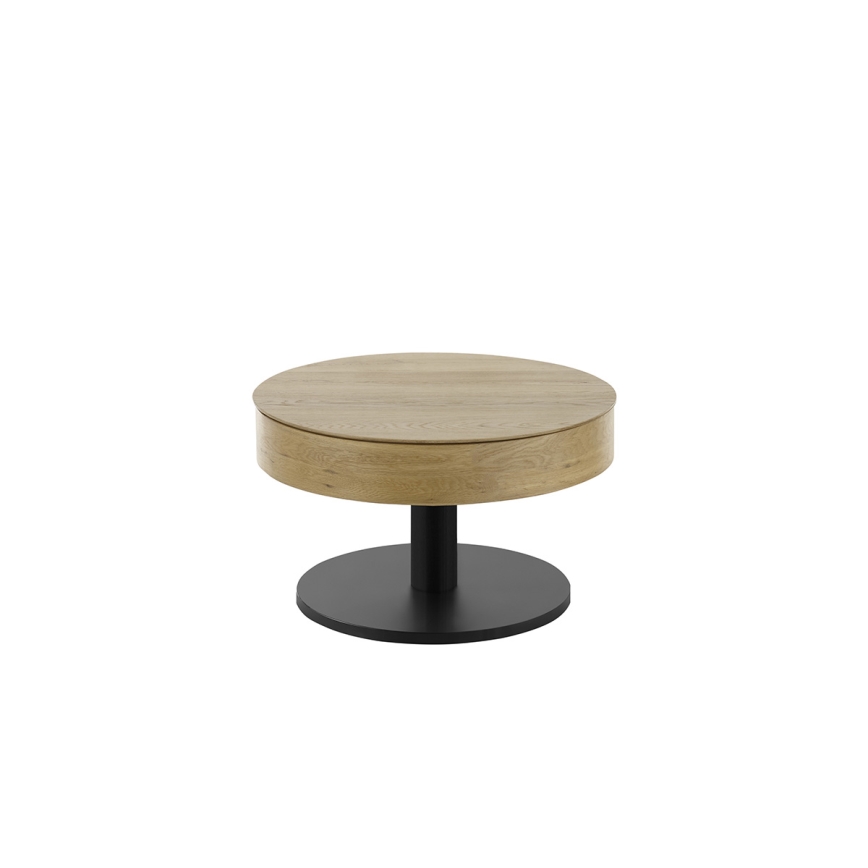 Konferenční stolek ELEMENT se zvedací deskou pr. 75 cm dub/černá
