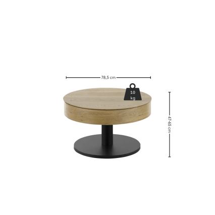 Konferenční stolek ELEMENT se zvedací deskou pr. 75 cm dub/černá