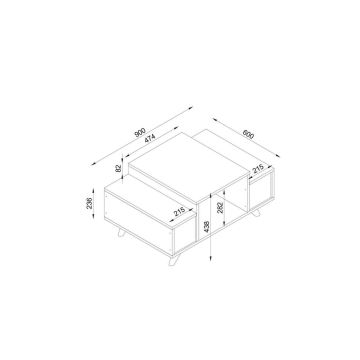 Konferenční stolek ERIBERTO 43,8x90 cm hnědá/bílá