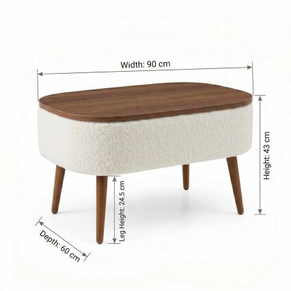 Konferenční stolek FELPO 60x90 cm bílá/ořech