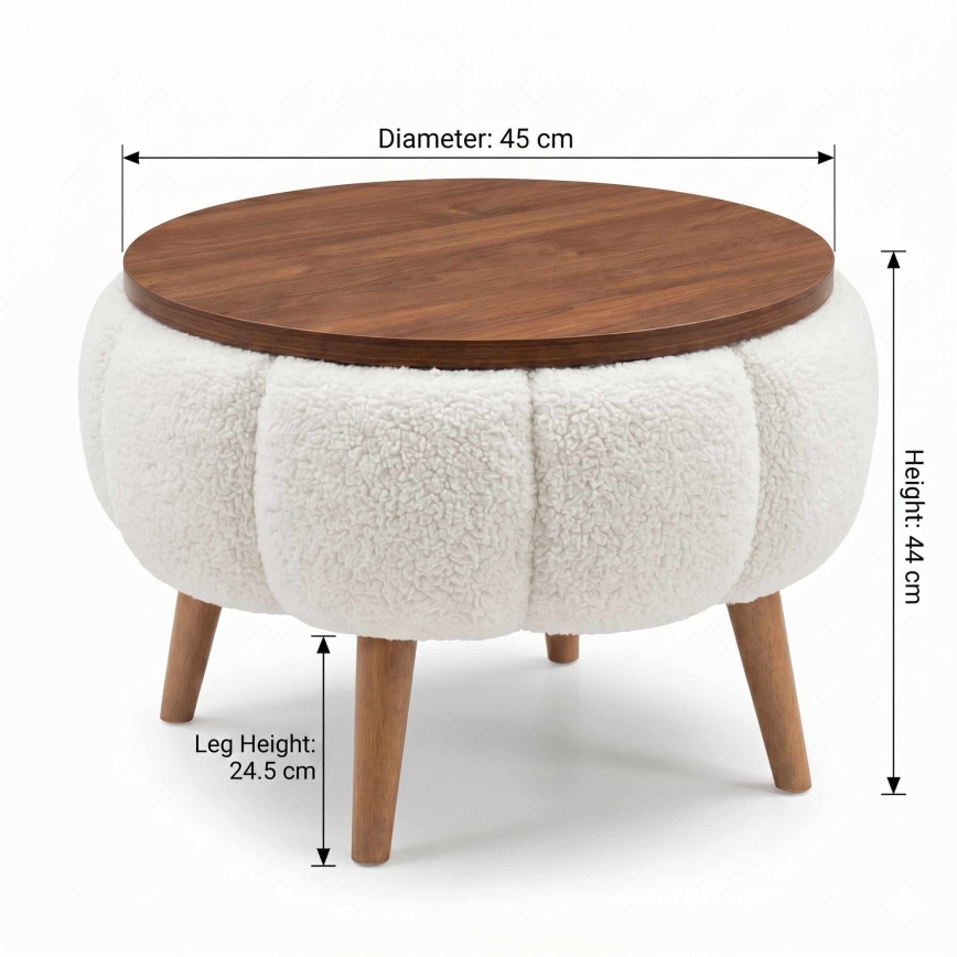 Konferenční stolek FELPO pr. 45 cm bílá/ořech