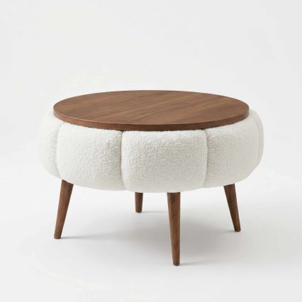 Konferenční stolek FELPO pr. 45 cm krémová/ořech
