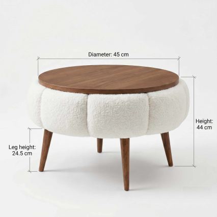 Konferenční stolek FELPO pr. 45 cm krémová/ořech