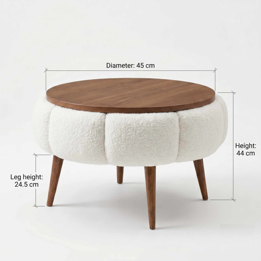 Konferenční stolek FELPO pr. 45 cm krémová/ořech