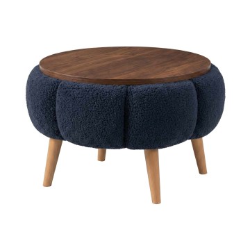 Konferenční stolek FELPO pr. 45 cm modrá/ořech