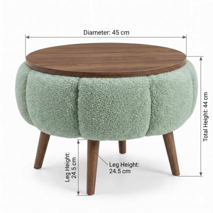 Konferenční stolek FELPO pr. 45 cm zelená/ořech