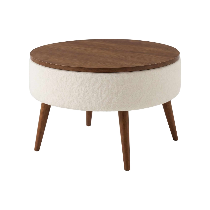 Konferenční stolek FELPO pr. 60 cm bílá/ořech